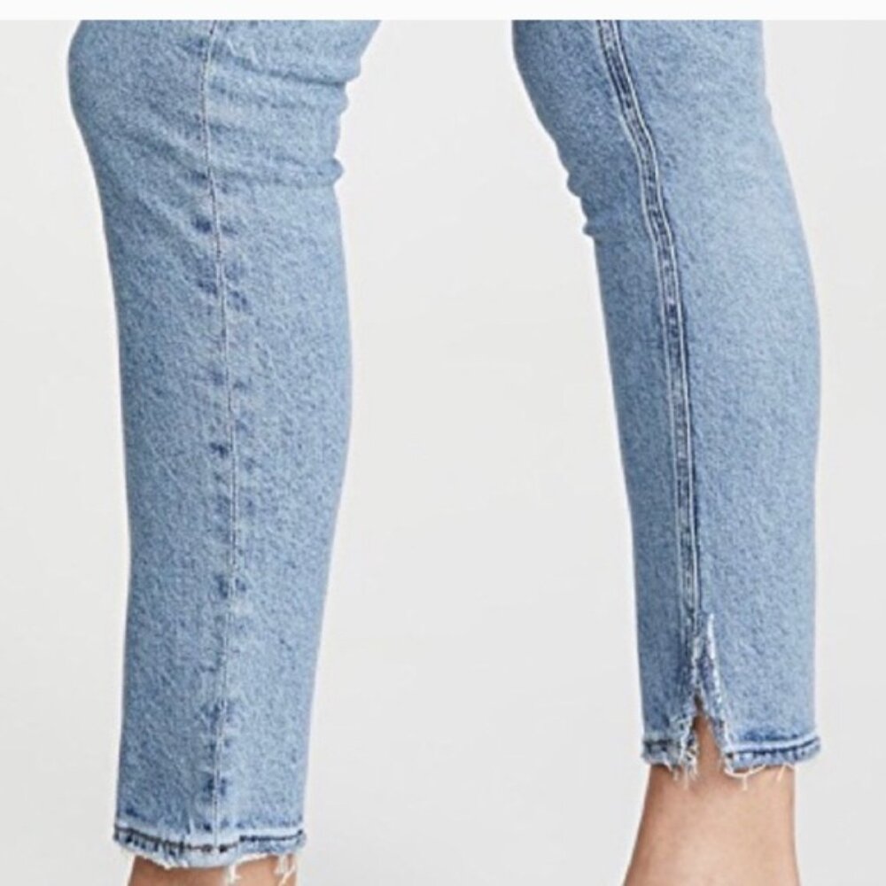 Agolde Womens Nico High Rise Raw Edge Distressed Slim Button Fly Jeans Size 27 - Picture 4 of 14